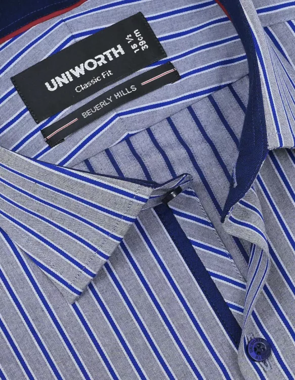 Royal Blue Stripe Classic Fit Shirt