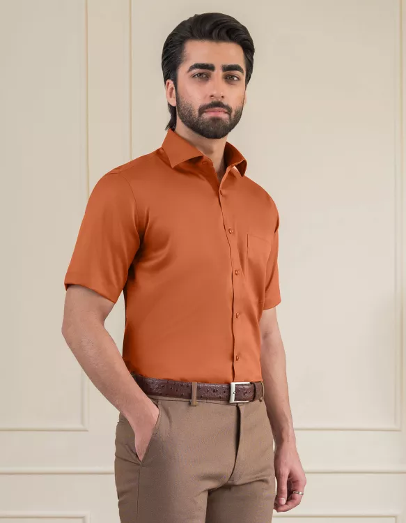 Plain Rust Tailored Smart Fit Shirt