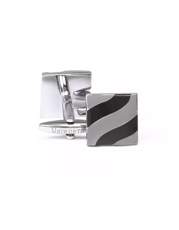 Silver/Black Square Cufflink