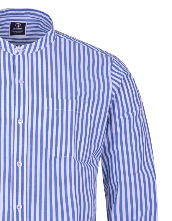 Sky/White Stripe Regular Fit Casual Shirt