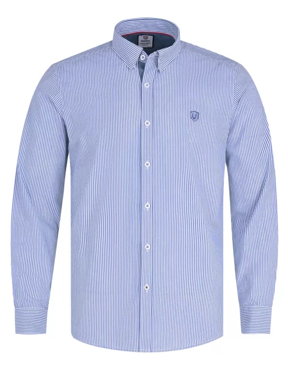 M Blue/White Stripe Regular Fit Casual Shirt