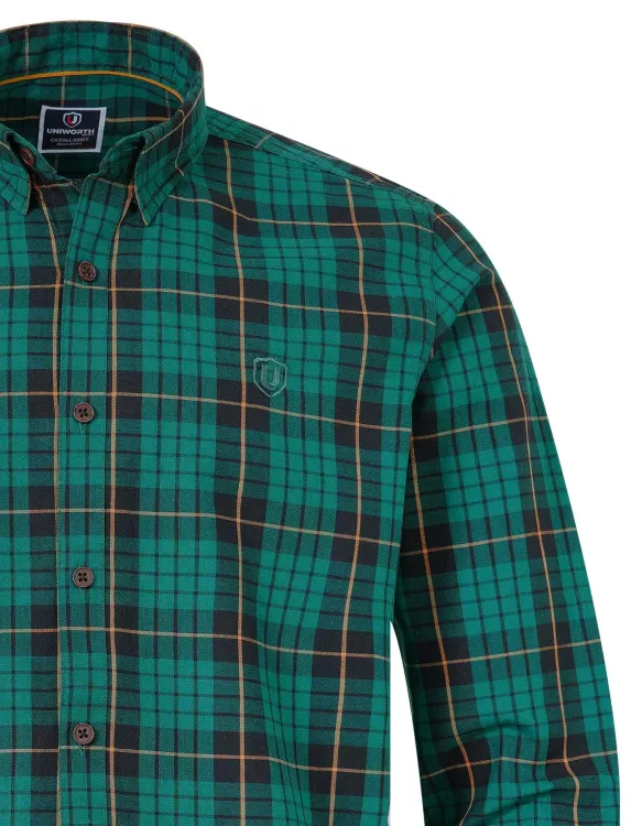 Green Check Regular Fit Casual Shirt
