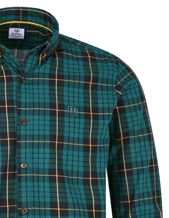 Green/Black Check Regular Fit Casual Shirt