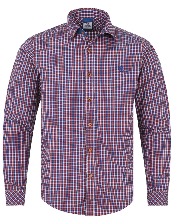 Navy/Orange Check Smart Fit Casual Shirt