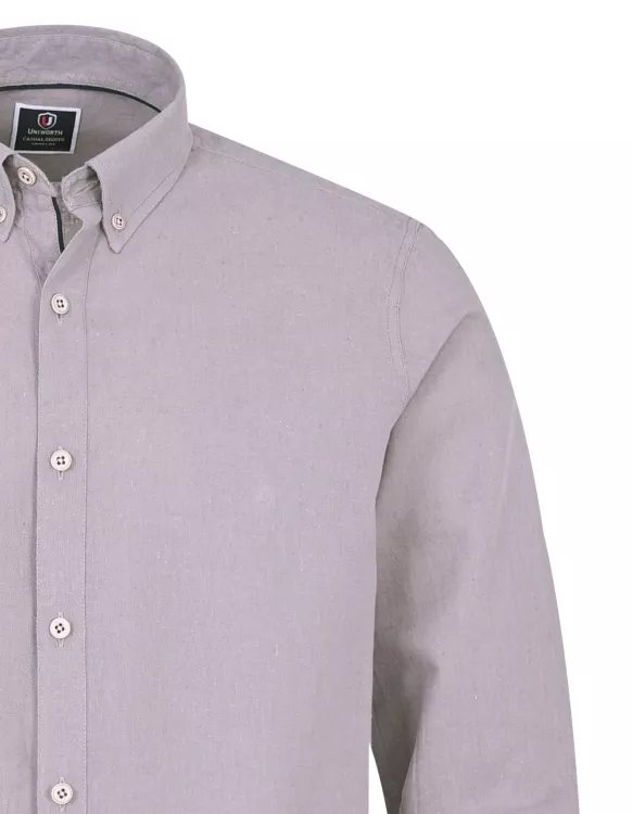 L Grey Plain Regular Fit Casual Shirt