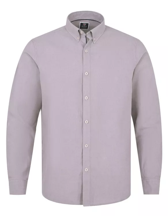 L Grey Plain Regular Fit Casual Shirt