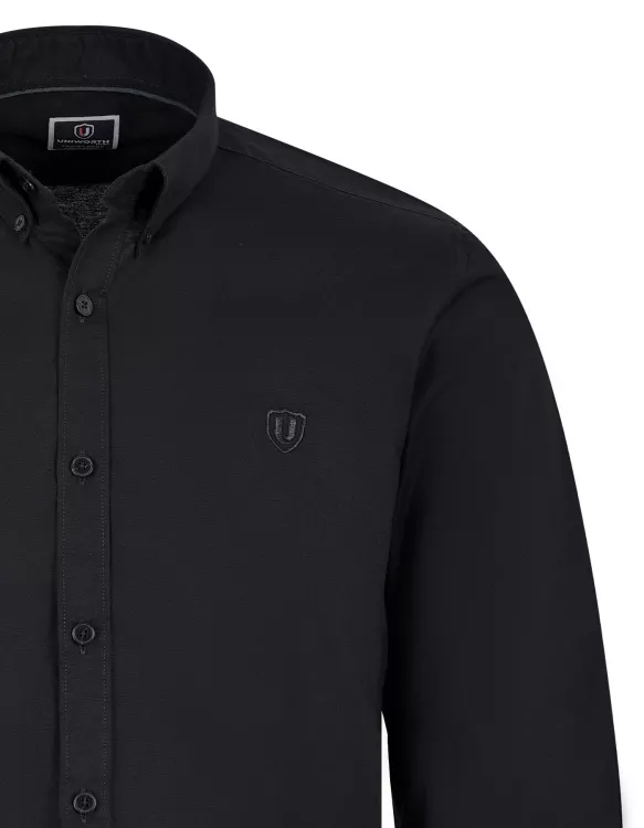 Black Plain Regular Fit Casual Shirt