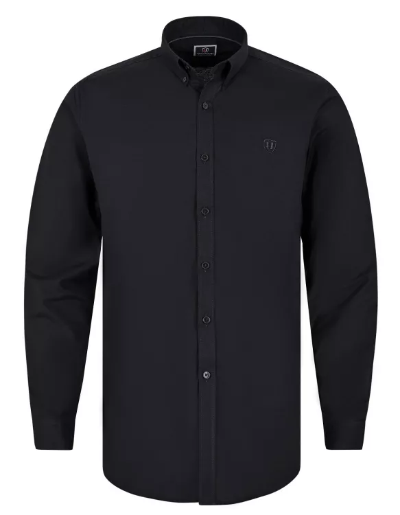 Black Plain Regular Fit Casual Shirt