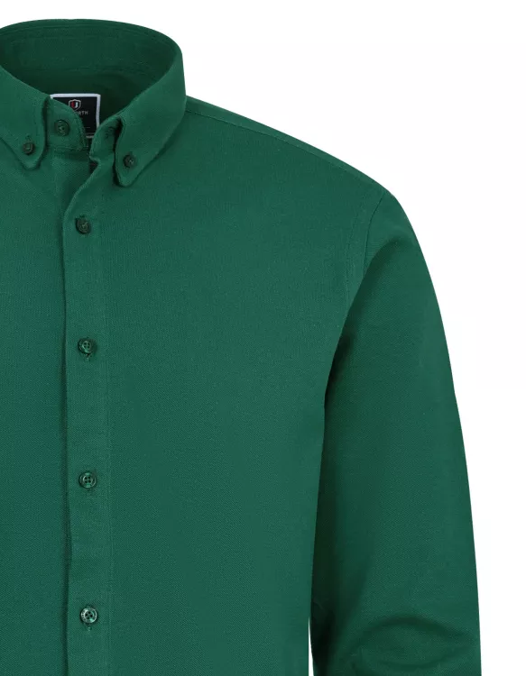 D Green Plain Knit Regular Fit Casual Shirt