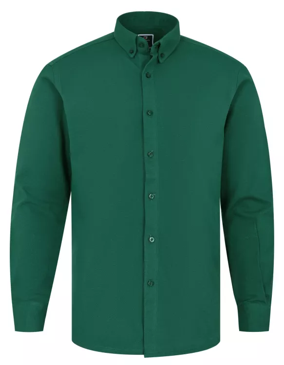 D Green Plain Knit Regular Fit Casual Shirt