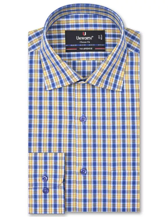 Blue/Yellow Check Classic Fit Shirt