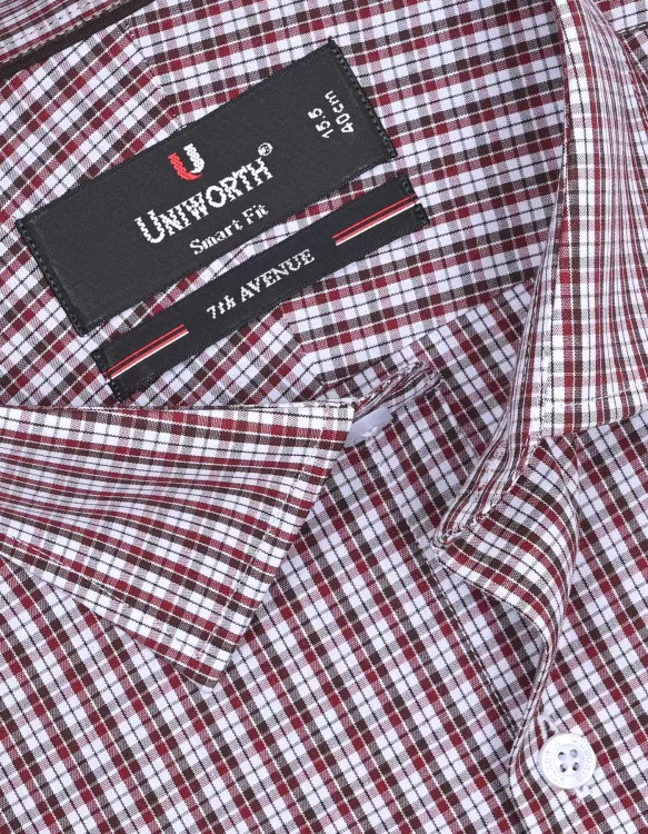 Maroon Check Tailored Smart Fit Shirt