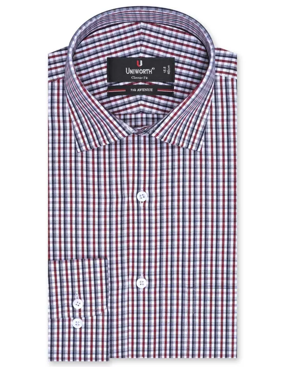 Maroon Check Classic Fit Shirt