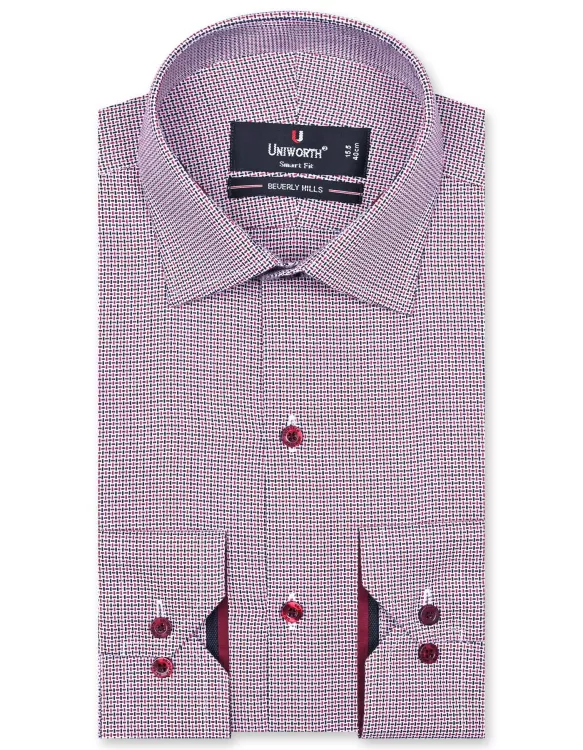 Red Self Tailored Smart Fit Shirt