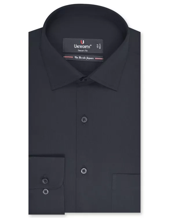 Black Plain Tailored Smart Fit Shirt