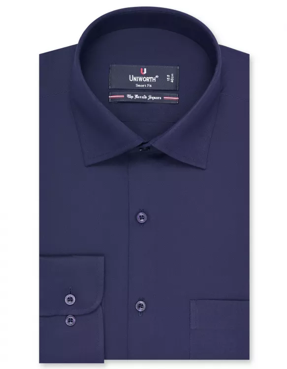 Plain Navy Tailored Smart Fit Shirt