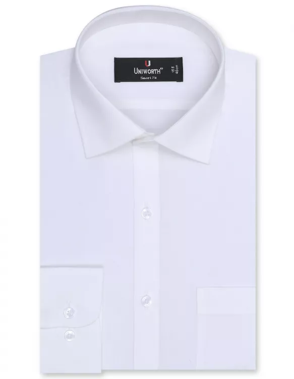 Plain Off White Tailored Smart Fit Shirt
