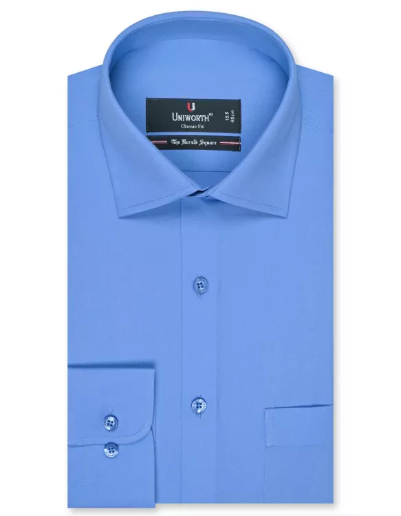 Plain M Blue Classic Fit Shirt