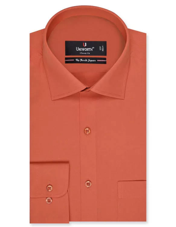 Plain Orange Classic Fit Shirt