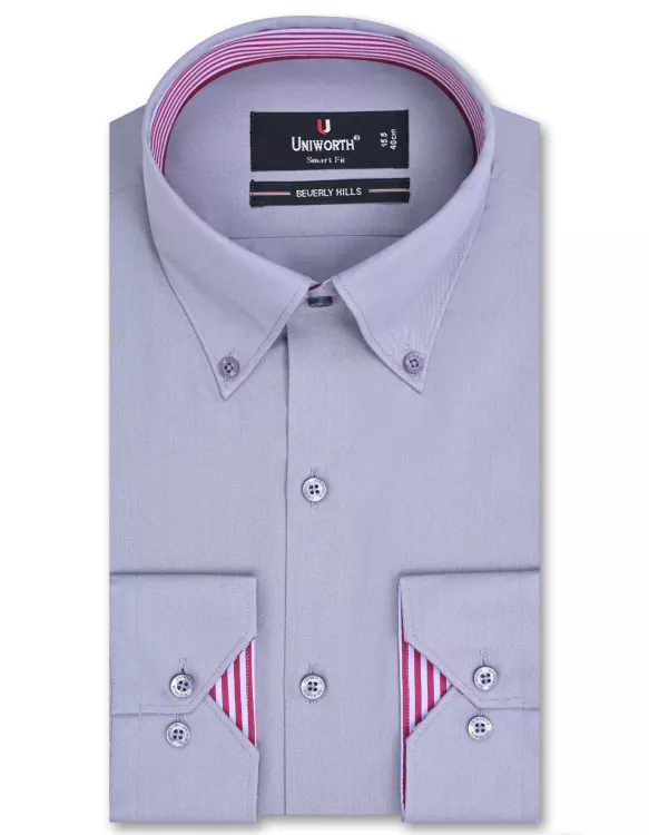Grey Plain Tailored Smart Fit Shirt