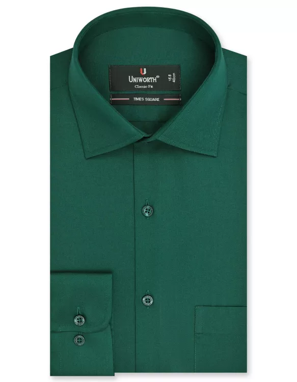 Green Plain Classic Fit Shirt