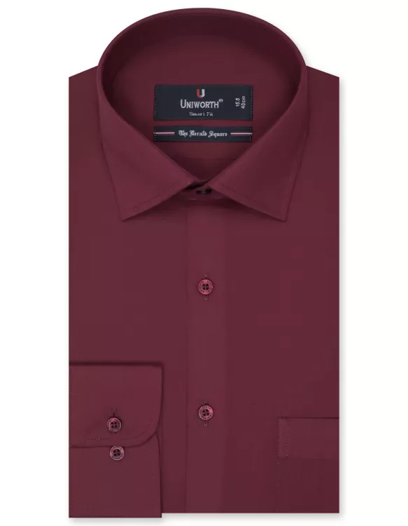 Maroon Plain Tailored Smart Fit Shirt
