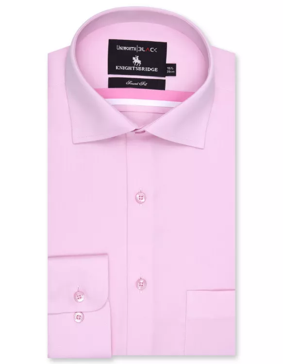 M Pink Plain Tailored Smart Fit Shirt