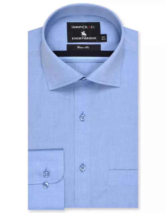 M Blue Plain Classic Fit Shirt