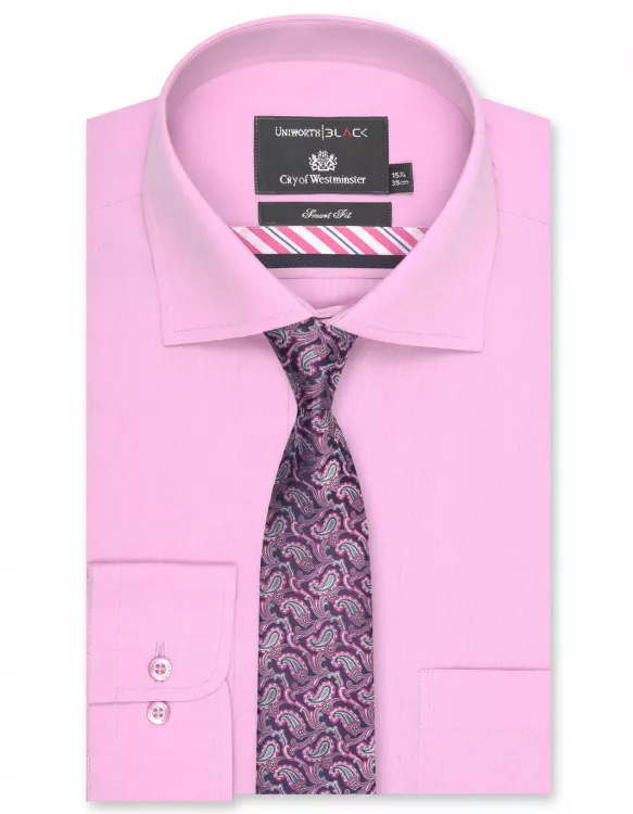 Plain Pink Tailored Smart Fit Shirt