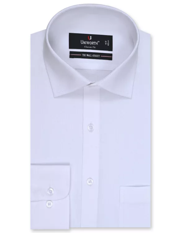 White Self Classic Fit Shirt