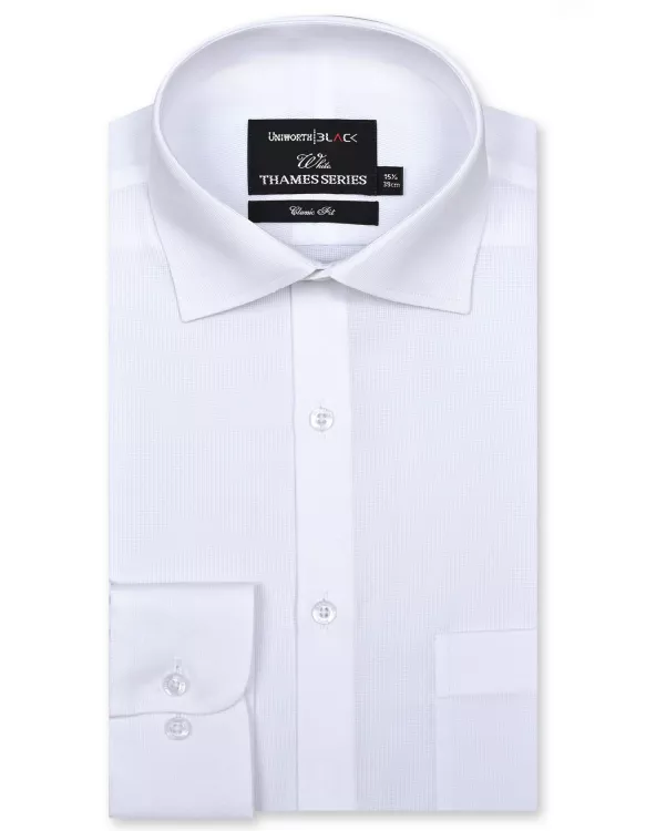 White Self Classic Fit Shirt