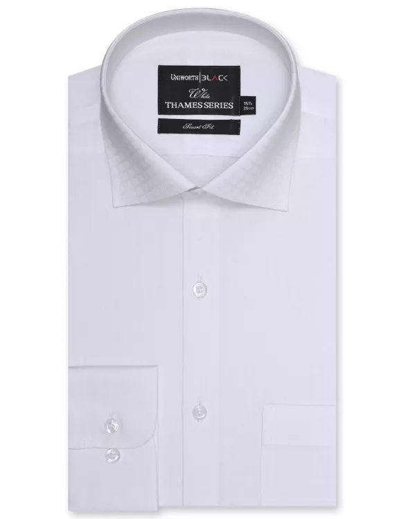 White Self Tailored Smart Fit Shirt