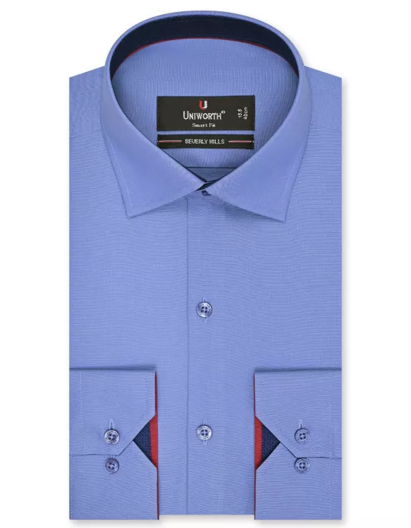 M Blue Plain Tailored Smart Fit Shirt