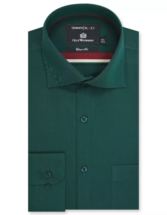 D Green Plain Classic Fit Shirt
