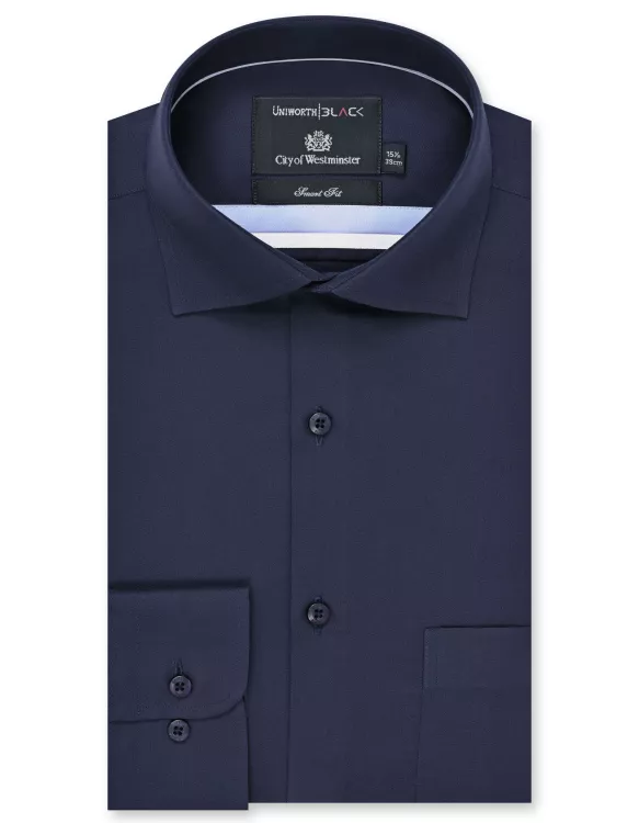 Navy Plain Tailored Smart Fit Shirt