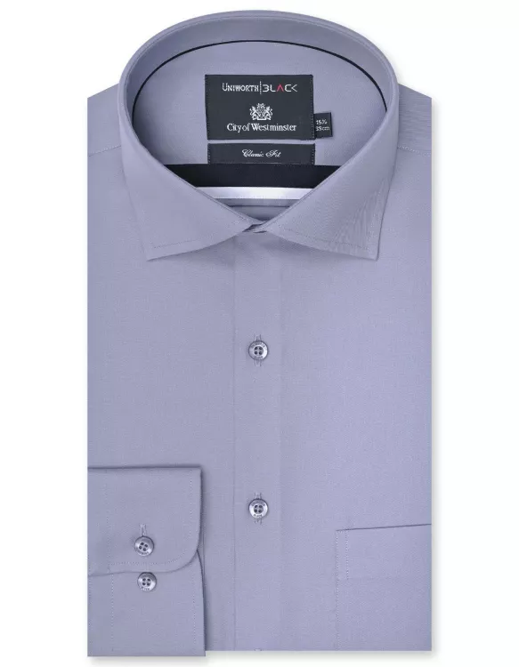 Grey Plain Classic Fit Shirt