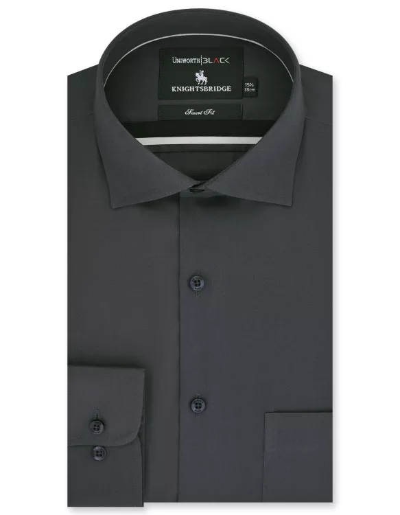 D Grey Plain Tailored Smart Fit Shirt