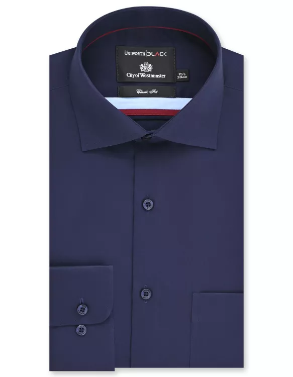 Navy Plain Classic Fit Shirt