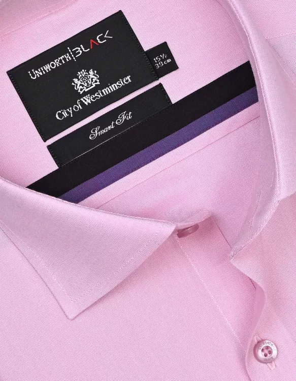 L Pink Plain Tailored Smart Fit Shirt