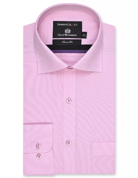 L Pink Plain Tailored Smart Fit Shirt