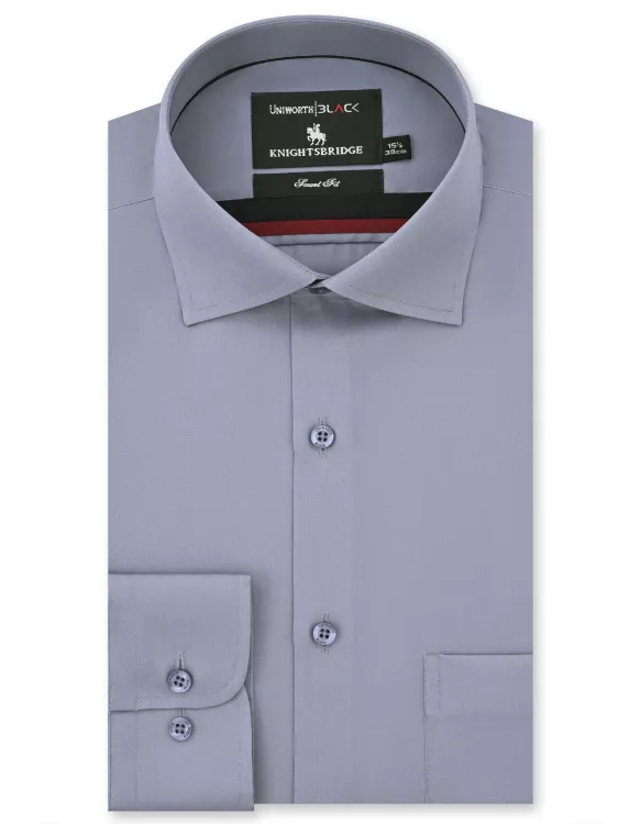 Grey Plain Tailored Smart Fit Shirt