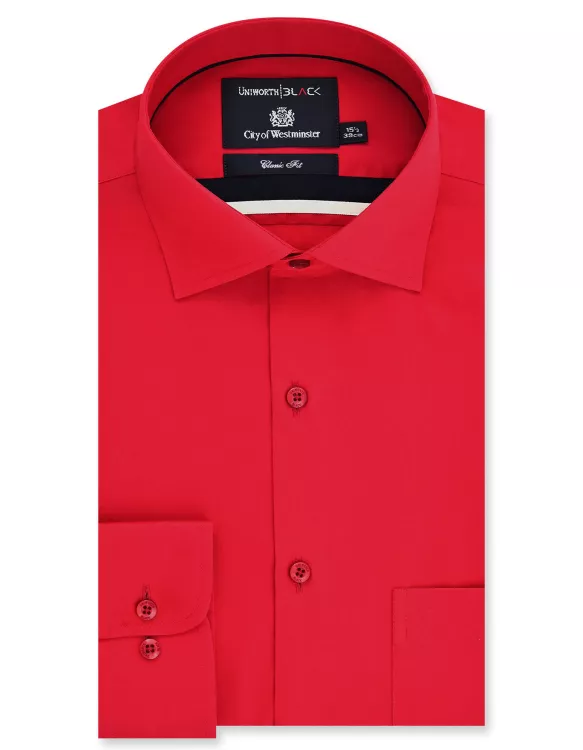 Red Plain Classic Fit Shirt