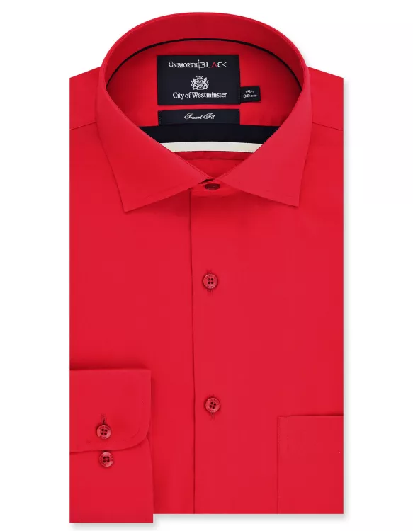 Red Plain Tailored Smart Fit Shirt