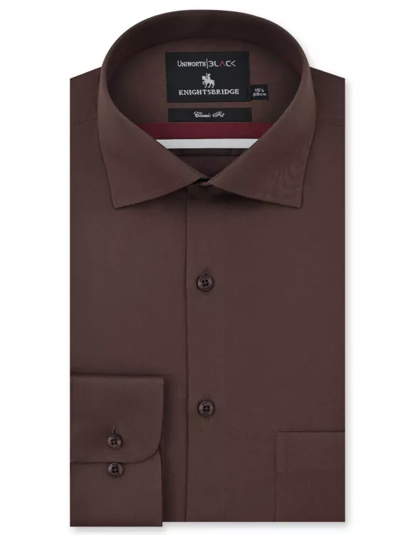 Brown Plain Classic Fit Shirt