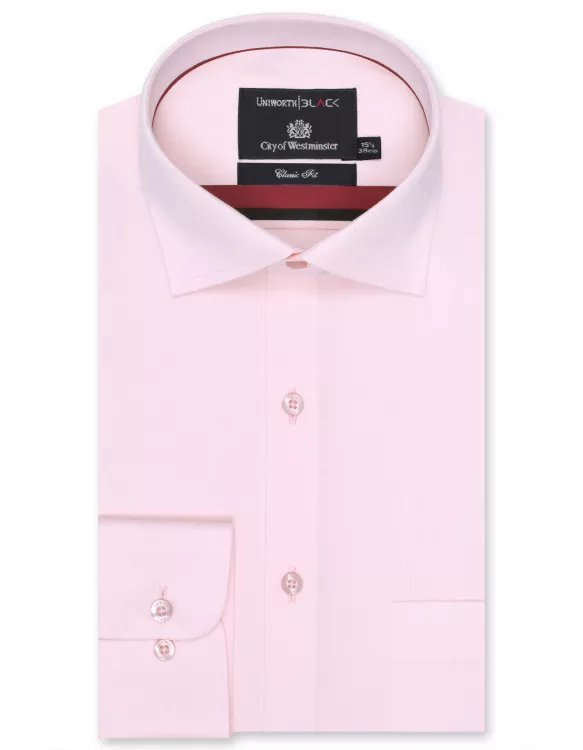 L Pink Plain Classic Fit Shirt