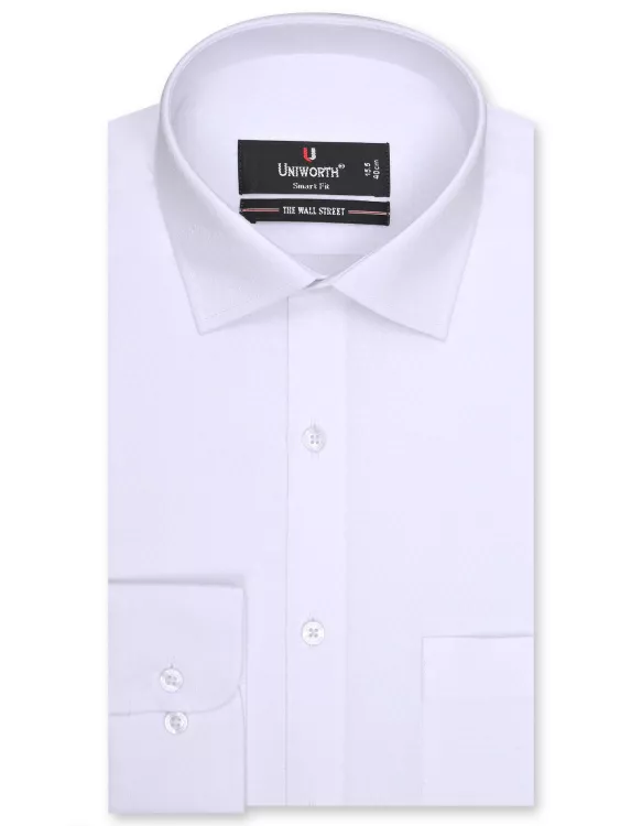 White Self Tailored Smart Fit Shirt