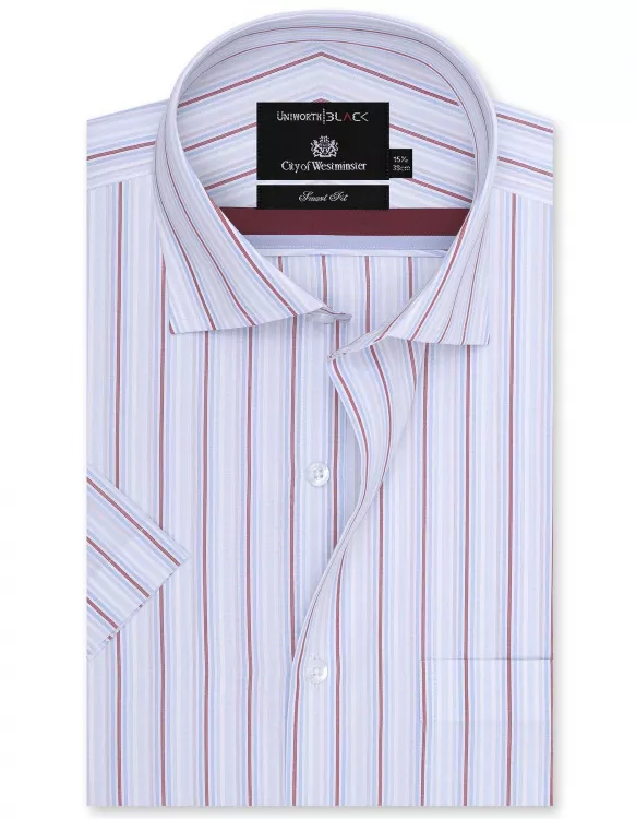 White/Maroon Stripe Smart Fit Shirt
