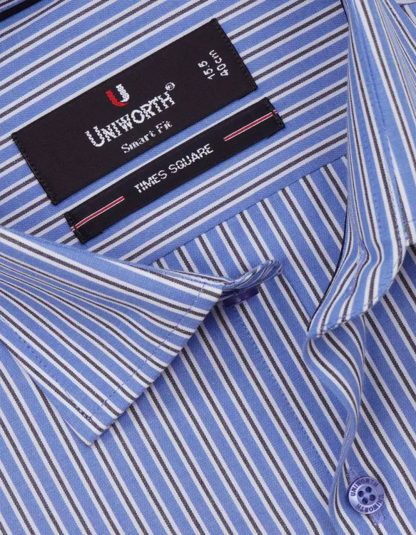 Stripe Sky/Navy Tailored Smart Fit Shirt