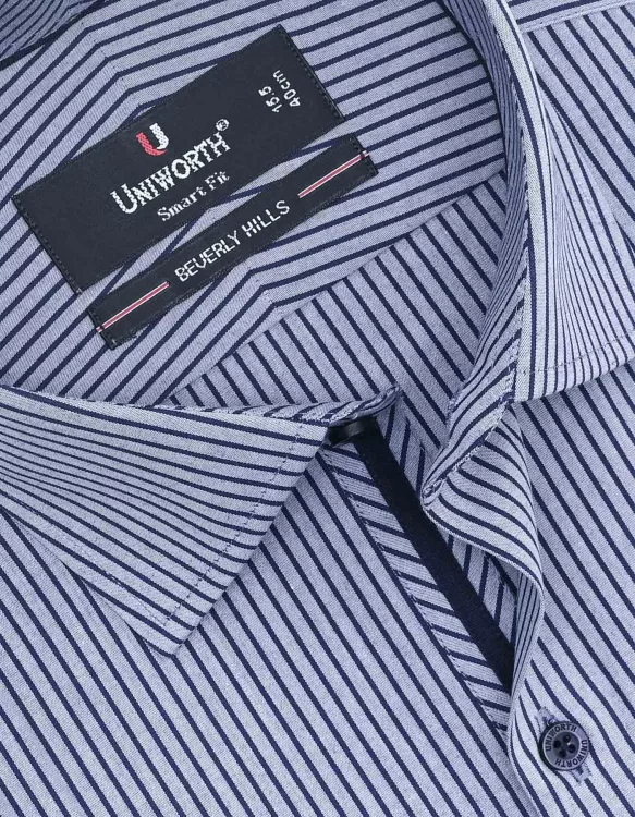 Stripe Navy/Grey Tailored Smart Fit Shirt
