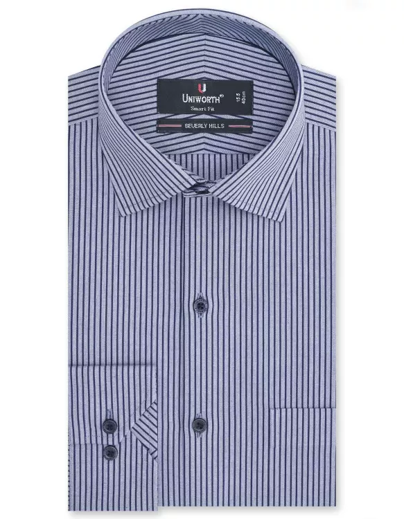 Stripe Navy/Grey Tailored Smart Fit Shirt